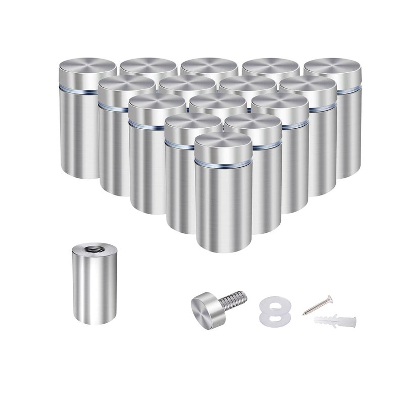 Osring 1/2 x 1 Inch Sign Standoff Mounting Hardware 16 Pack, Wall Screw Standoff Holder Stainless Steel Advertising Nails for Displaying Acrylic Board and Signage, Silver - Image 1